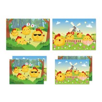 몽땅 둥글닭 뜯어쓰는 스케치북 2종 x 3p 세트, 345 x 248 mm, 40매