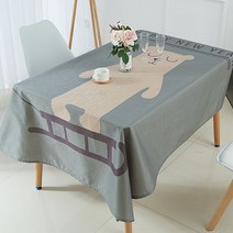 마켓에이 크리스마스 패턴캐릭터 식탁보, 베이지곰, 140 x 200 cm