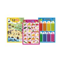 별초롱 반짝이 벽그림 동물천국 + 과일천국 + 구구단 세트, 월드베스트