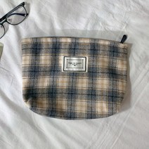 베이직템 빈티지 체크 파우치
