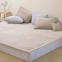 파인터치 소프트극세사 패밀리 고정밴딩 침대패드, 핑크베이지