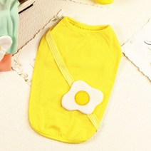 딩동펫 강아지 단색 프라이 티셔츠, 옐로우