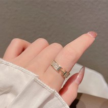 디아더컬러 여성용 써지컬스틸 큐빅 H 로고 반지 SM_003