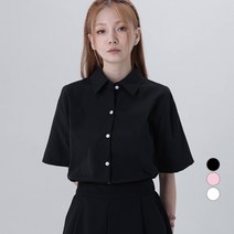 어썸어라운드 여성용 기본 세미크롭 반팔 셔츠