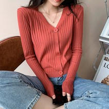 유니제이 여성용 제라스 브이넥 골지 가디건