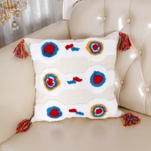 기하학 패턴 자수 태슬 소파 쿠션 커버