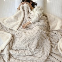 메이크포 M사이즈 극세사 양털 캠핑 소파 무릎 담요, 1개, 아이보리