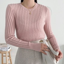 뜨개진 여성용 로웰 라운드 꽈배기 니트