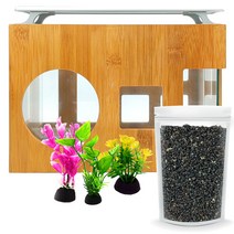 아쿠아테라 우드케이싱 어항 AMZ-W30 + 인조 수초 3종 + 바닥재 1kg+ LED 등커버 세트, 흑사(바닥재), 랜덤발송(수초)