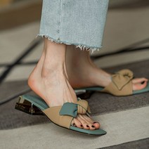 여성용 JCP 리본 스퀘어토 플랫 뮬