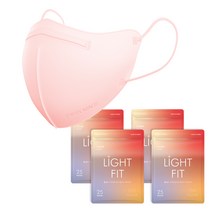 필나인 라이트핏 2D 새부리형 KF94 보건용 컬러 마스크 중형 벌크포장, 25개입, 4개, 코랄핑크