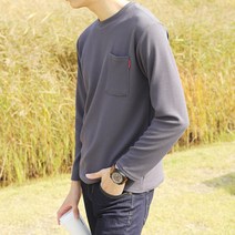 남성용 데일리 엠보 기획 라운드 긴팔 티셔츠 DLTRT23050