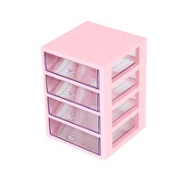하라데코 4단 슬림 미니 정리함 대, 핑크, 1개