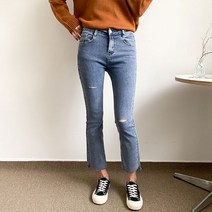 헤이진 여성용 칼구제 사선컷팅 부츠컷 청바지 837