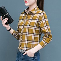 여성용 블랙101 스루제크 슬림핏 체크 남방 CH-2317058