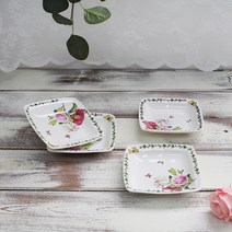 로얄에식스 대장미 본차이나 정사각 접시 4p, 혼합색상