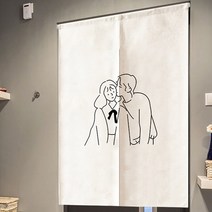 패브릭 라인 일러스트 가리개 커튼 안방 작은방 반창 봉집형 커튼
