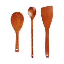 옻칠나무 밥주걱 + 롱볶음주걱 + 사선뒤집개, 짙은 적색