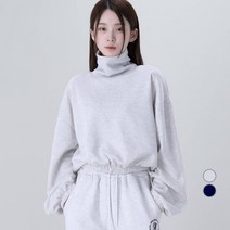 어썸어라운드 여성용 기모 밴딩 크롭 폴라 맨투맨