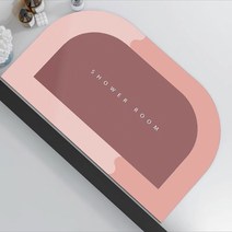 솔브리빙 반원형 소프트 논슬립 욕실 화장실 빨아쓰는 규조토 발매트 물흡수, 핑크