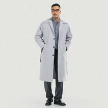 파이브엑스라지 남성용 빅사이즈 오버핏 허리 벨트 맥 트렌치 코트