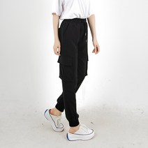 더간지 여성용 슬림핏 밴딩 카고 조거슬랙스