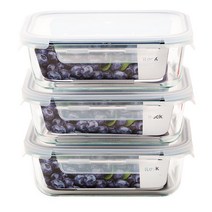 수퍼오븐글라스 내열유리 직사각 밀폐용기 퍼플 1040ml, 3개, 밀폐용기 3p