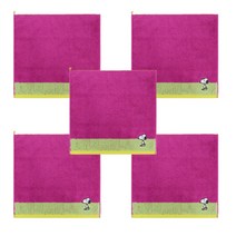 송월타월 스누피 딥컬러 핸드타월, 분홍, 5개