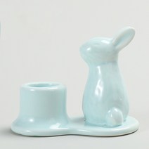 심플앤글로우 북유럽 귀여운 토끼 모양 감성 도자기 장식 소품 1구 캔들 홀더, 하늘색