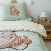 롤베이비 아동용 모달 알러지케어 차렵이불 + 패드 + 베개 + 솜 세트, 허니베어(곰)