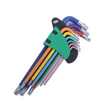 닥터리빙스토어 다목적 공업급 크롬 바나듐 스틸헤드 컬러 가정용 육각 렌치세트, 1세트, 육각별 헤드 미디움 9p