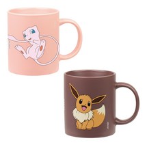 릴팡 포켓몬스터 머그컵 카페 이브이 + 뮤 세트, 혼합색상, 1세트