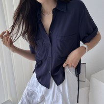 세컨그라운드 여성용 쿨 스트링 반팔 셔츠