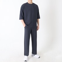 지지블랙 남성용 몰디브 주름 제로 링클프리 트레이닝 7부 티셔츠 + 바지 세트