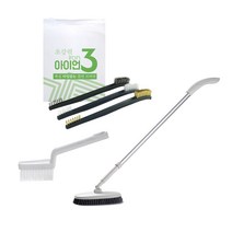 모나코올리브 프리미엄 알루미늄 밀대 청소솔 + 아이언 3 욕실 타일줄눈 클린브러쉬 + V컷팅 틈새 청소솔, 화이트(밀대 청소솔, 틈새 청소솔), 1세트
