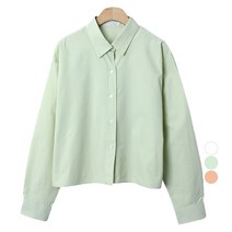 플랜데이 여성용 하리 데일리 컬러 무지 크롭 셔츠