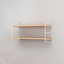 마켓플랜 비움 스틸 원목 벽걸이 선반 2단, 우드