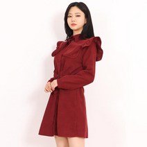 페이퍼먼츠 허리 벨트 프릴 스웨이드 미니 원피스 13603