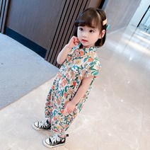 베베니즈 아동용 플라워 패턴 반팔 점프수트