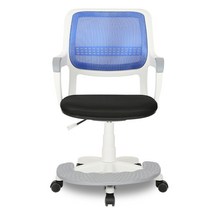 체어포커스 애플 메쉬체어 발받침대 의자 화이트바디 AM350_WH, 블루