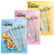 뽀로로 미니 피규어 연필 B 3종 x 6p 세트, 블루, 핑크, 옐로우, 1세트