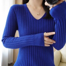 솔레일 여성용 코리 V넥 골지 니트