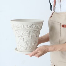 모리앤 엔틱 베이직 원형플라스틱화분 819, 아이보리