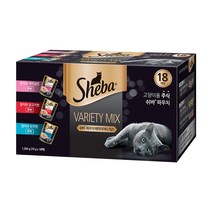 쉬바 전연령용 고양이 파우치 버라이티 믹스 주식파우치 3종 x 6p 세트 1260g, 생선, 70g, 1세트