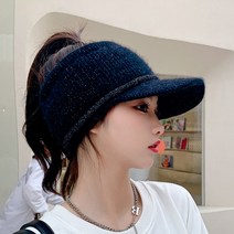 BK 여성용 겨울 썬캡 골프모자, 시크블랙