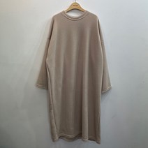 티탁 여성용 빅사이즈 데일리 루즈핏 심플한 무지 통소매 골지 스판 블리블리 롱 원피스