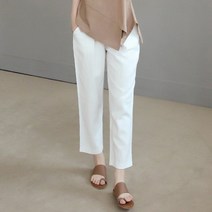 비나인 여성용 라볼드 밴딩 린넨 팬츠