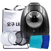 예펫 반려동물 우주선 이동 가방 + 방수매트 + 선물가방 세트, 블랙(가방), 랜덤발송(매트)