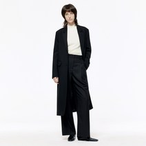 아헤 울 블랙 롱 싱글 코트