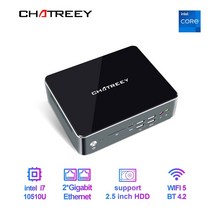 Chatreey-미니 pc i7 10510U i5 10210U Nvme SSD 윈도우즈 11 게임용 데스크탑 컴퓨터 2xGigabit 이더넷, 04 i7-10510U_04 EU, 03 8G Ram 256G SSD